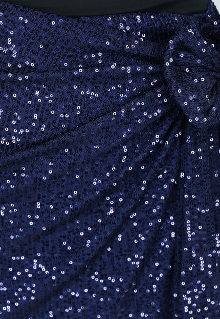 SALE50 Navy Blauwe Sequin Wrap Rok
