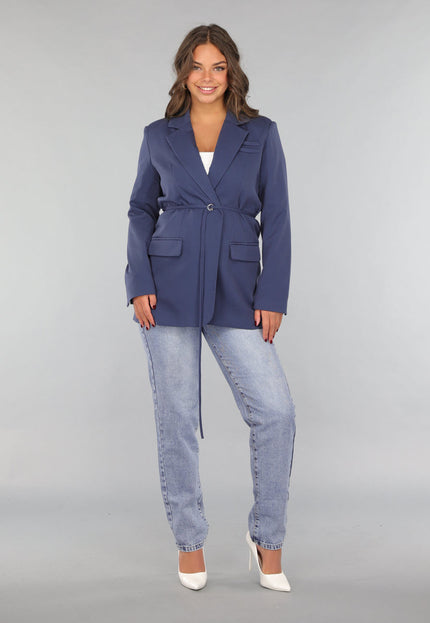 SALE50 Navy Oversized Blazer met Tailleband
