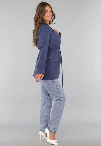 SALE50 Navy Oversized Blazer met Tailleband