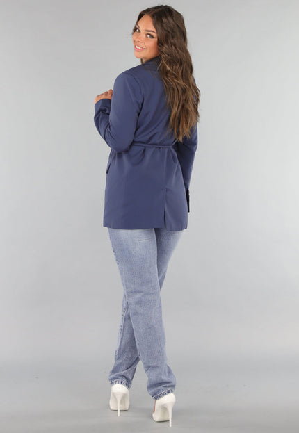 SALE50 Navy Oversized Blazer met Tailleband