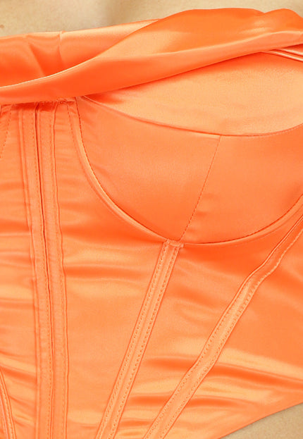 SALE50 Oranje Satin Korset Top