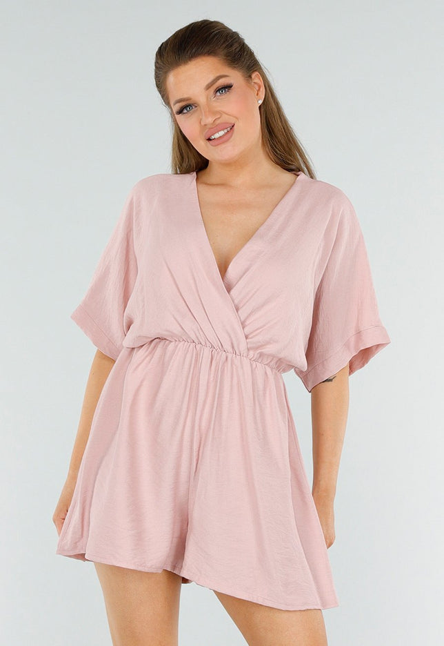 SALE50 Oudroze Overslag Playsuit