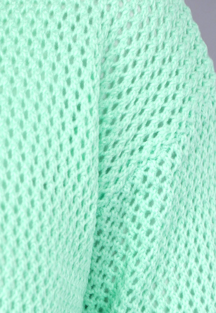 SALE50 Oversized Mintgroen Gebreid Vest met Knopen en Zakken