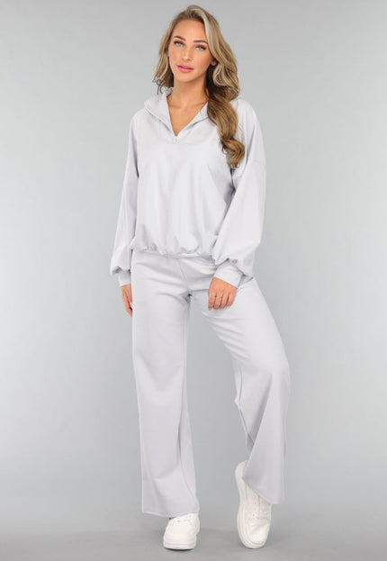 SALE50 Oversized Trui met Rits in Lichtblauw