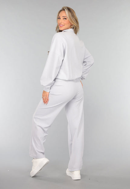 SALE50 Oversized Trui met Rits in Lichtblauw