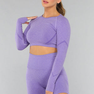 SALE50 Paarse Korte Longsleeve Sporttop
