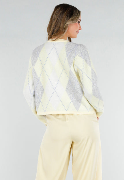 SALE50 Pastel Geel Vest met Ruitpatroon