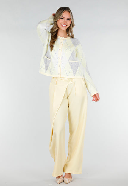 SALE50 Pastel Geel Vest met Ruitpatroon