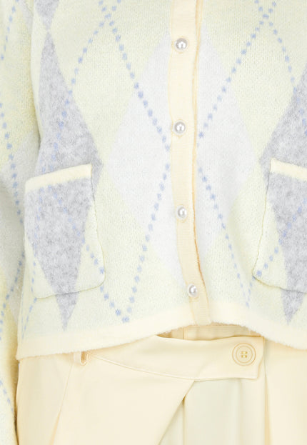 SALE50 Pastel Geel Vest met Ruitpatroon
