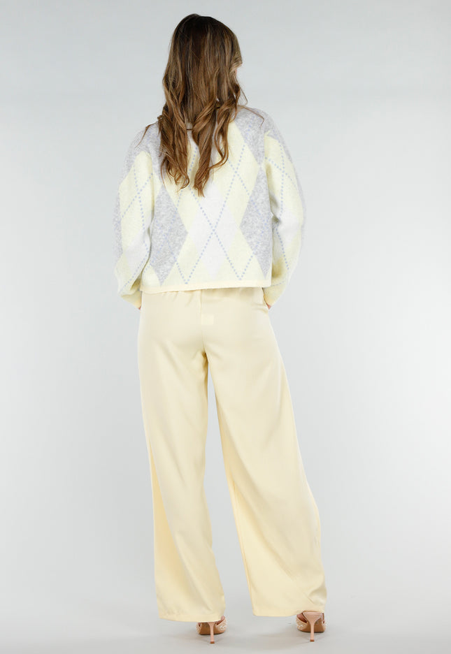 SALE50 Pastel Geel Vest met Ruitpatroon