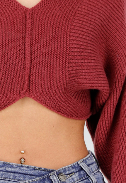 SALE50 Rode Cropped Trui