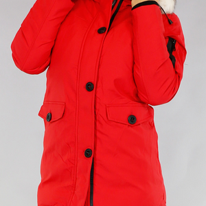 SALE50 Rode Gewatteerde Parka met Beige Imitatiebont