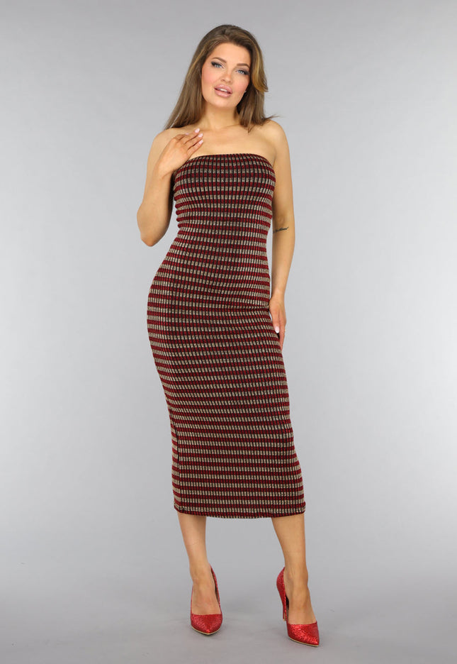 SALE50 Rode Strapless Glitter Bodycon Jurk