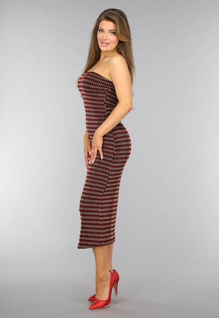 SALE50 Rode Strapless Glitter Bodycon Jurk