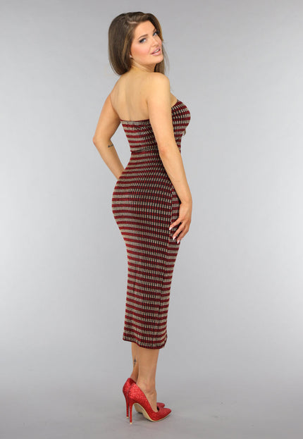 SALE50 Rode Strapless Glitter Bodycon Jurk