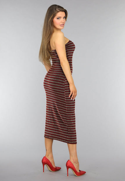 SALE50 Rode Strapless Glitter Bodycon Jurk