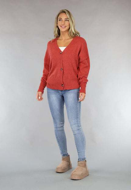 SALE50 Roestbruine Cardigan met Knoopsluiting
