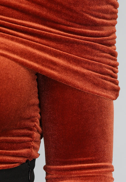 SALE50 Roestbruine Fluwelen Top met Blote Schouders
