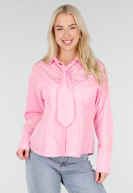 SALE50 Roze Blouse met Stropdasdetail