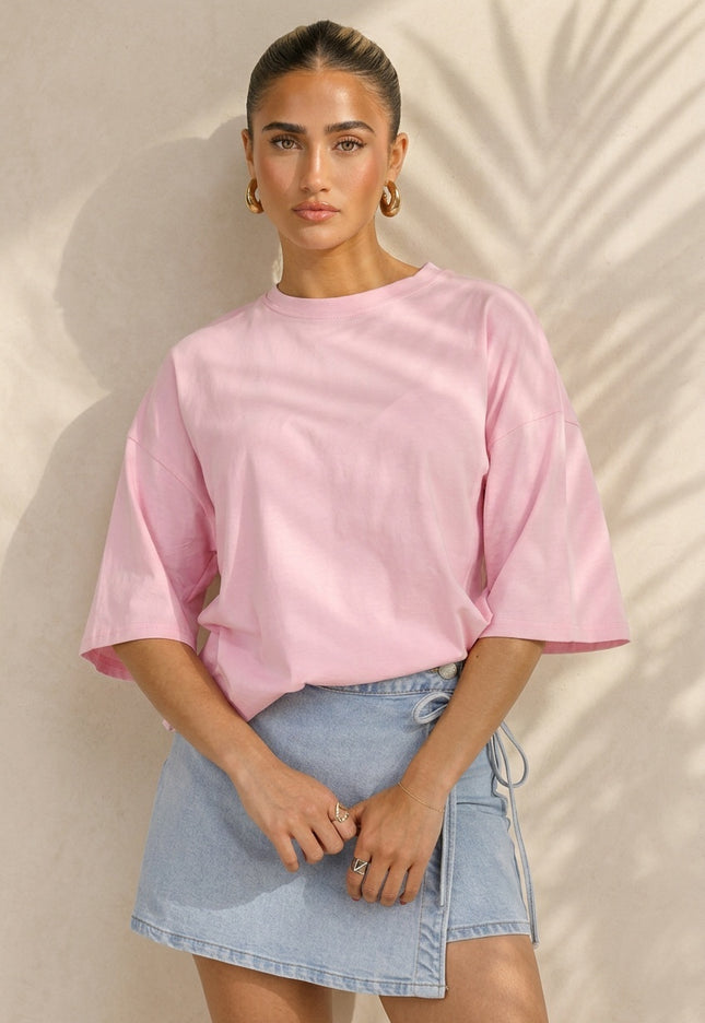SALE50 Roze Oversized T-shirt met Backprint
