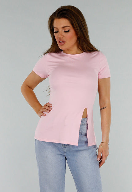 SALE50 Roze Stretch Top met Split