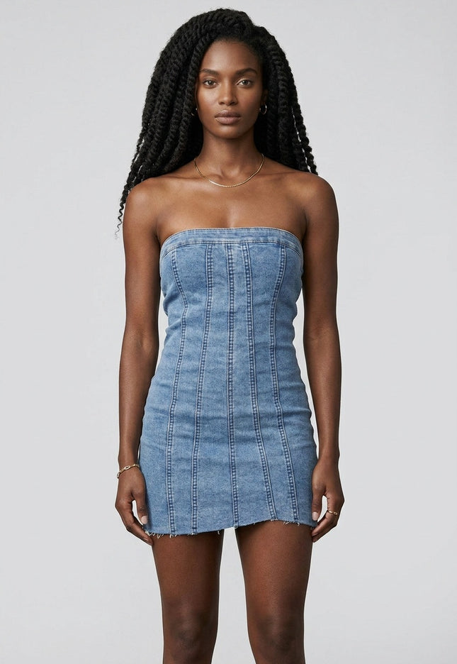 SALE50 Strapless Denim Jurkje