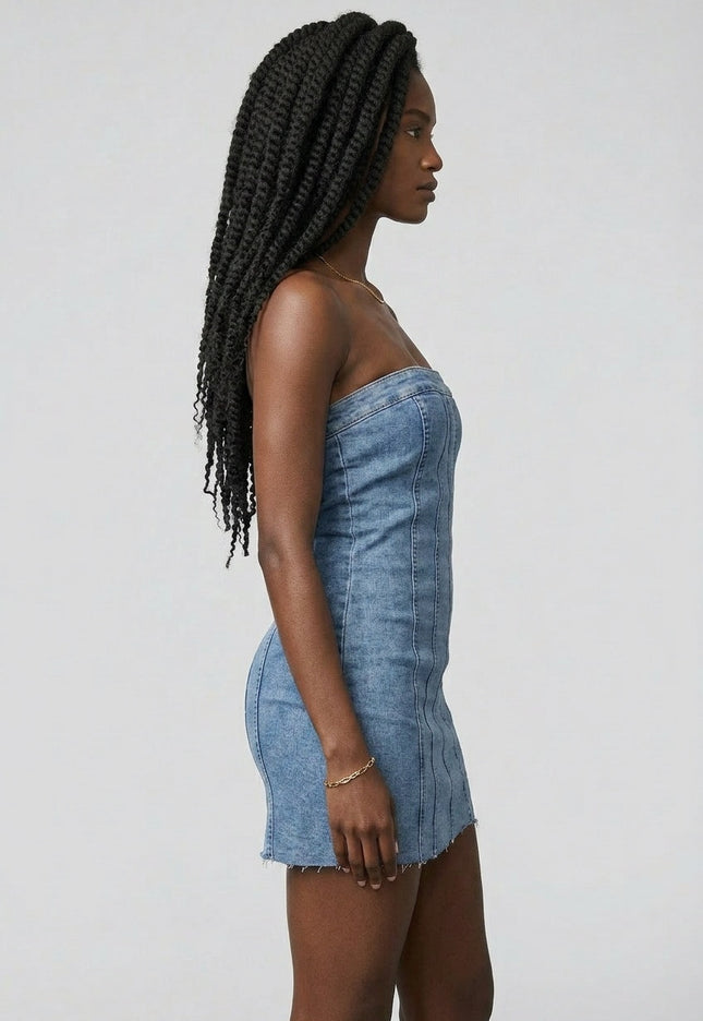 SALE50 Strapless Denim Jurkje