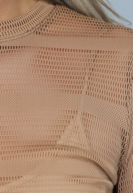 SALE50 Taupe Jurk met Knit Look en Onderjurk