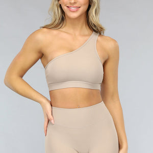 SALE50 Taupe One Shoulder Sporttop