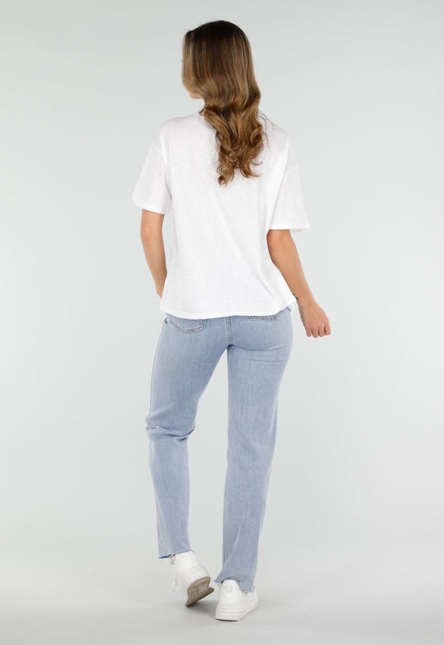 SALE50 Wit T-Shirt met V-Hals