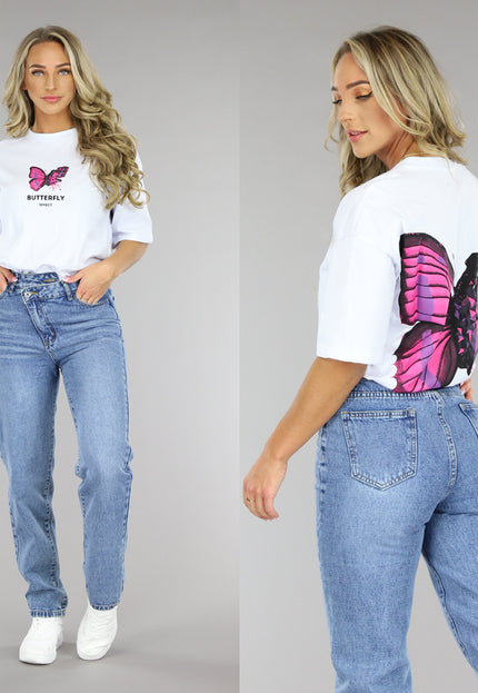 SALE50 Wit Vlinder T-Shirt