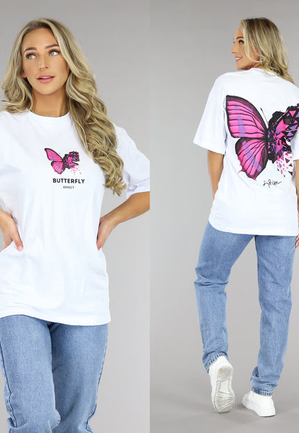 SALE50 Wit Vlinder T-Shirt
