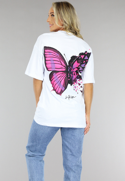 SALE50 Wit Vlinder T-Shirt