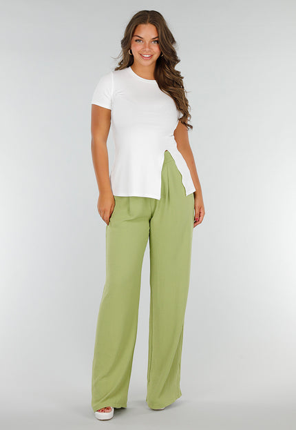 SALE50 Witte Aansluitende Stretch Top met Split