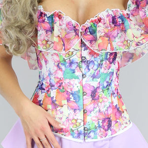 SALE50 Witte Korset Top met Bloemenprint