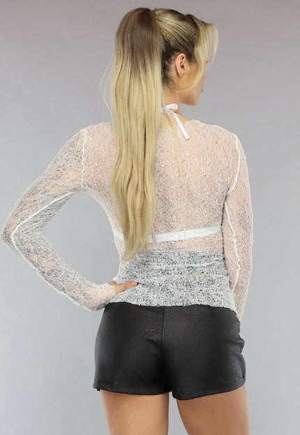 SALE50 Witte Longsleeve See Through Top