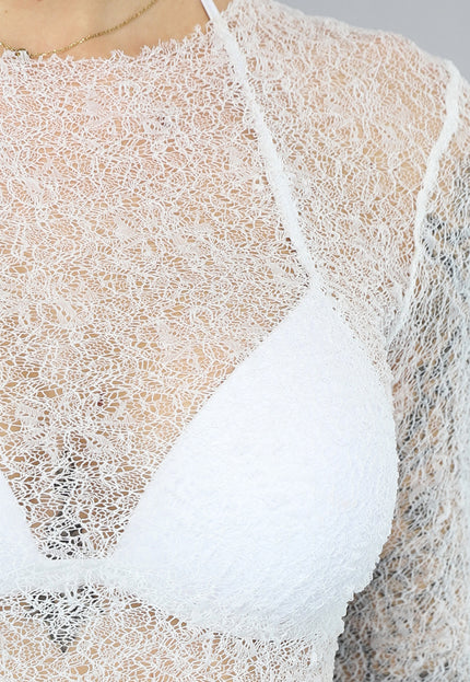 SALE50 Witte Longsleeve See Through Top