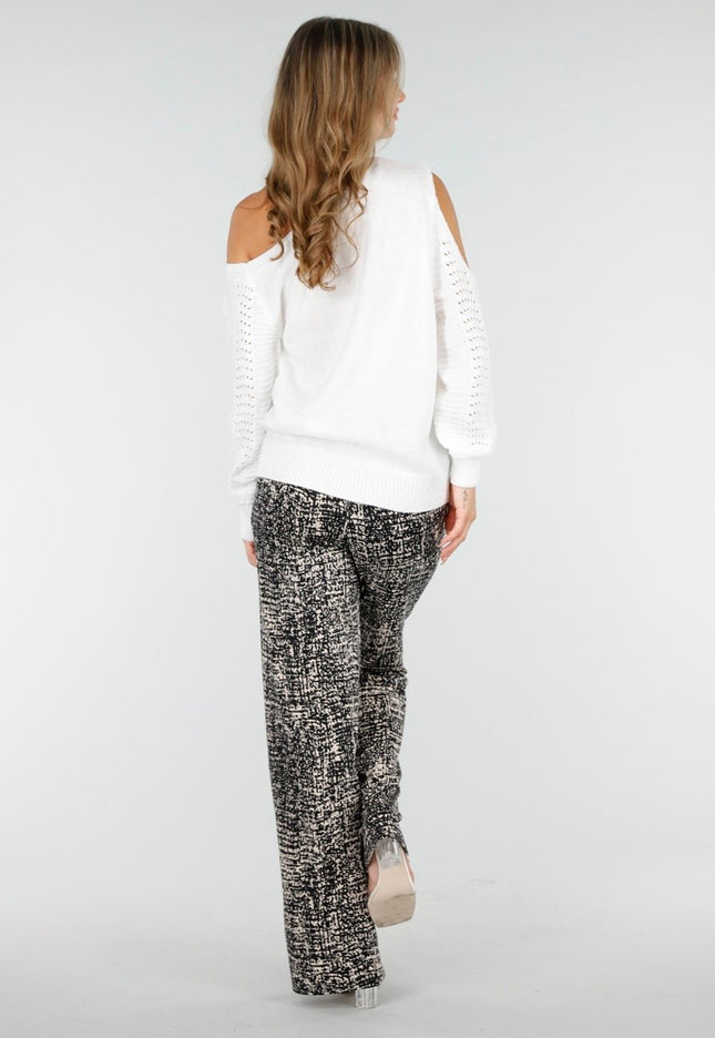 SALE50 Witte Off Shoulder Stretch Trui