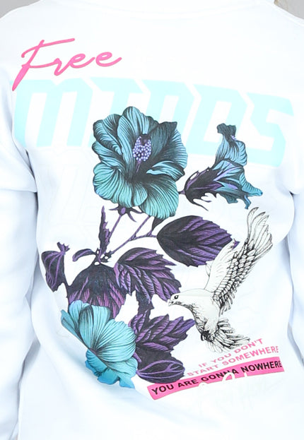 SALE50 Witte Oversized Bloemen Hoodie