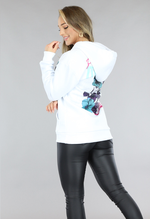SALE50 Witte Oversized Bloemen Hoodie