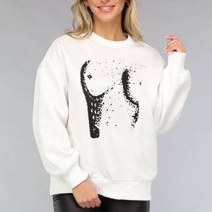 SALE50 Witte Oversized Sweater met Boob Print
