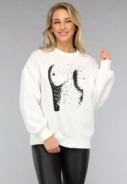 SALE50 Witte Oversized Sweater met Boob Print