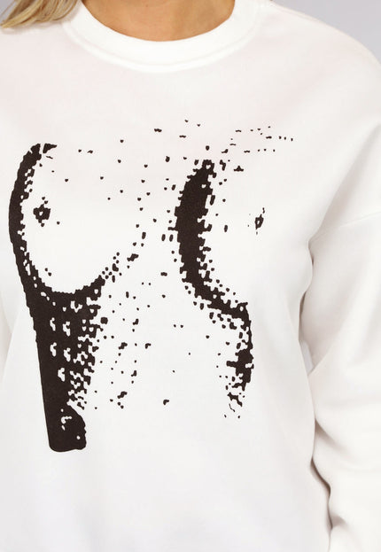 SALE50 Witte Oversized Sweater met Boob Print