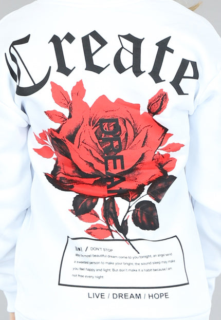 SALE50 Witte Rose Oversized Hoodie