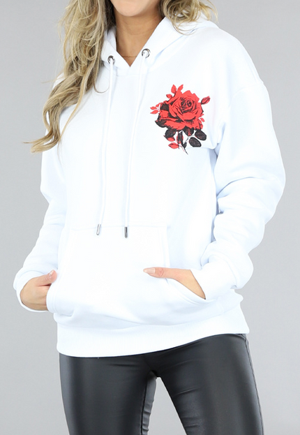 SALE50 Witte Rose Oversized Hoodie