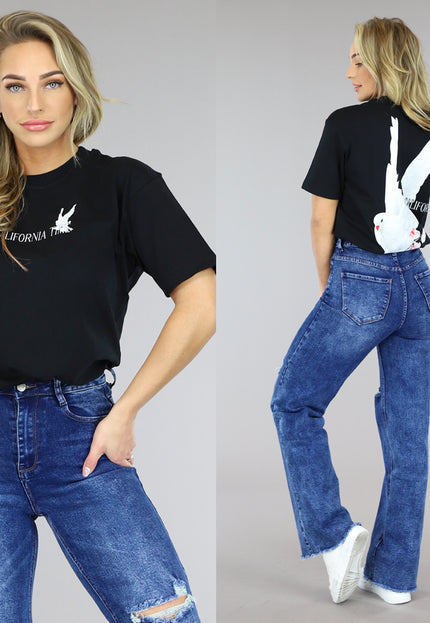 SALE50 Zwart Oversized Duif T-Shirt