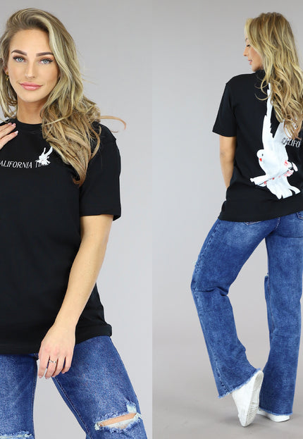 SALE50 Zwart Oversized Duif T-Shirt