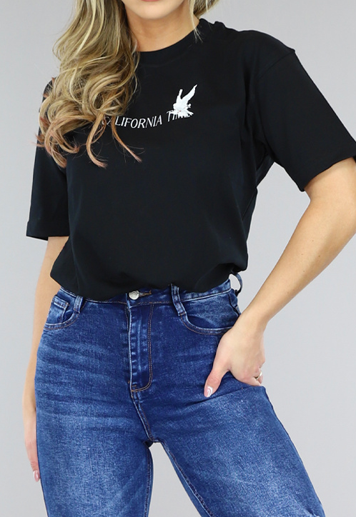 SALE50 Zwart Oversized Duif T-Shirt