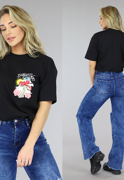 SALE50 Zwart Oversized Trippy T-Shirt