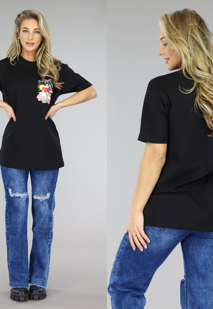 SALE50 Zwart Oversized Trippy T-Shirt